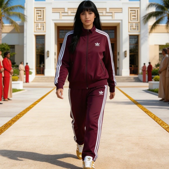 adidas Tops - Adidas Unisex Maroon 2 PC Track Set Jacket IN4683 Pants IN4678 Men's M Women's L